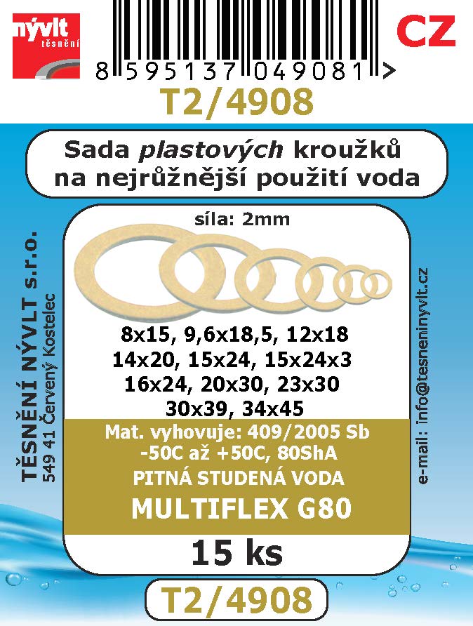 T2/4908 SADA plastových kroužků  MULTIFLEX G80 15ks náhra T2/263