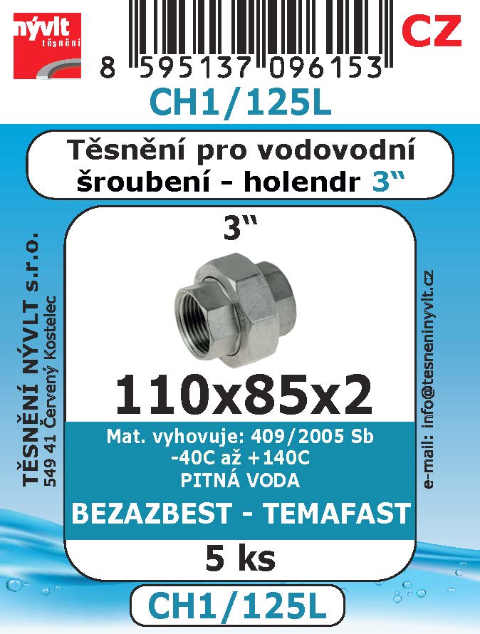 CH1/125L SADA 3" 110x85x2 vod šroubení  holandské  TEMAFAST