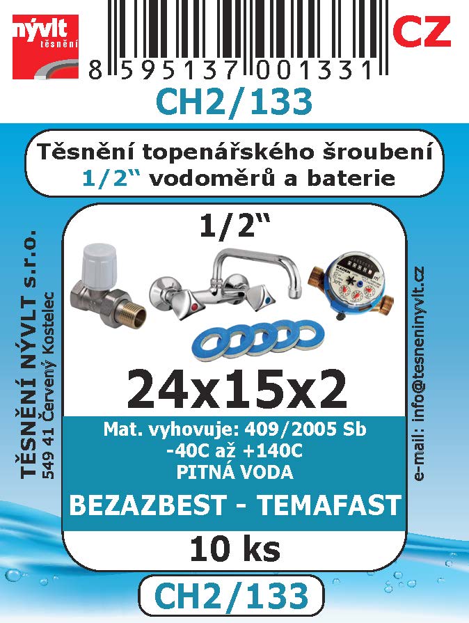 CH2/133    SADA 24x15x2  1/2" ventil  topení TEAMAFAST 10ks
